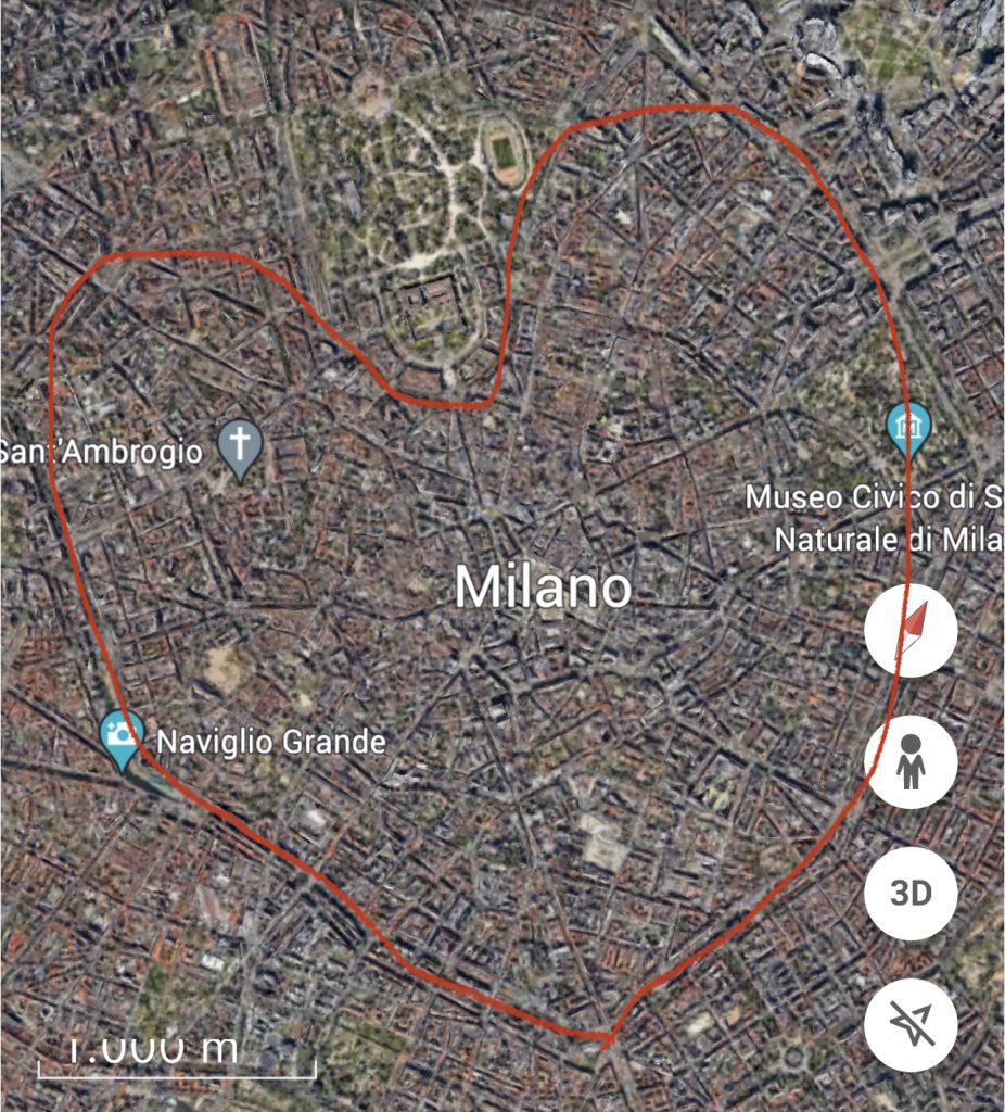 Il cuore evidenziato sulla mappa cittadina